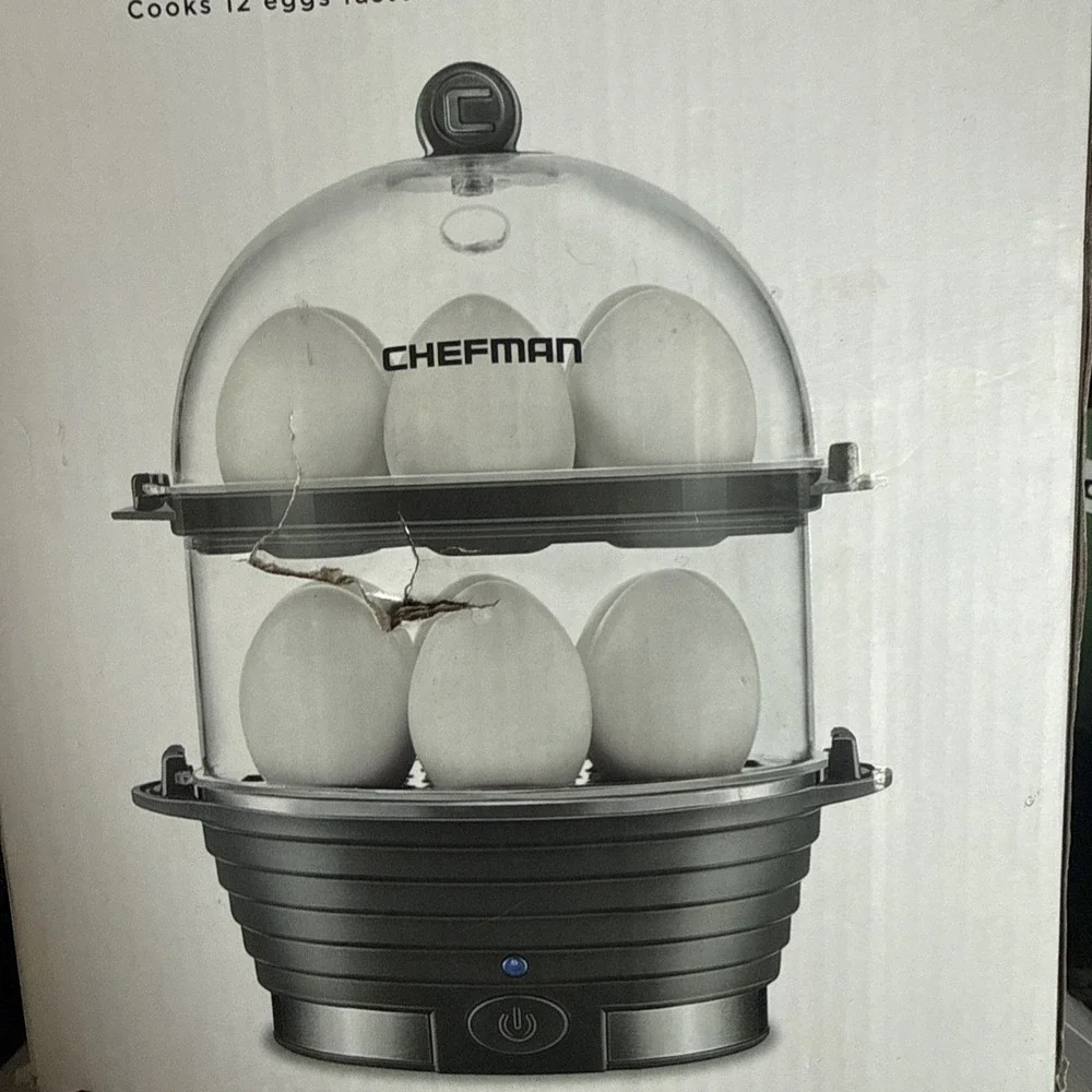 Chefman Electric Double Decker 12 Egg Cooker Poached Boiled Scrambled Omelet